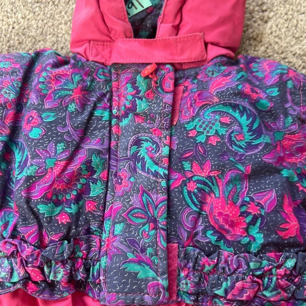 vtg ski snow suit‎ baby 6-9m pink one piece retro outdoor gorpcore 80s geometric
